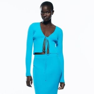 Aqua ribbed knit cardigan